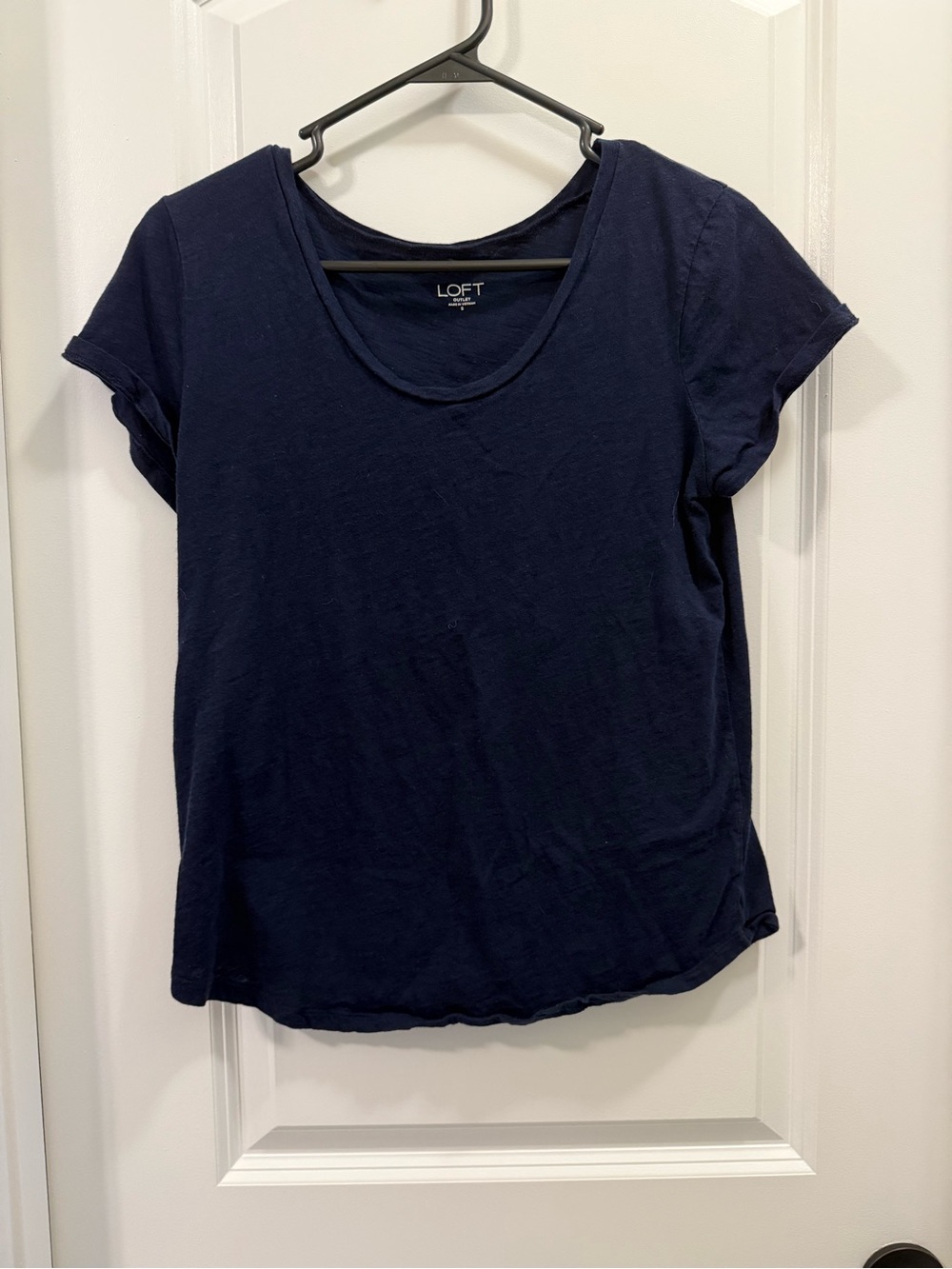 LOFT Navy Short Sleeve Scoop Neck Tee
